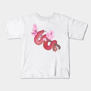 Pink Sakura Viper: Red Kids T-Shirt